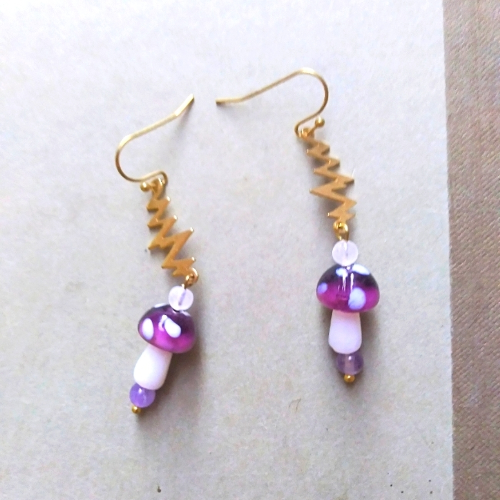 Purple 'Grateful' Earrings with Moonstone + Amethyst